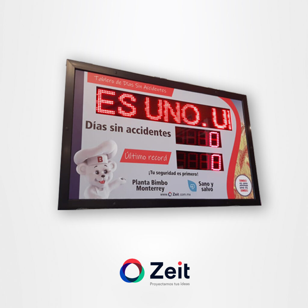 Tablero de seguridad de Zeit, una empresa que se dedica a vender soluciones para industrias a base de LEDS.
Estos proyectos pueden ser personalizados para cada industria.